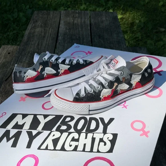Converse Roe vs Wade Abortion Rights Sneakers Handmaid’s Tale Design. W-7 M 5 - Picture 7 of 9